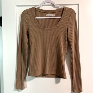 Abercrombie & Fitch Long Sleeve Fitted Rib Top